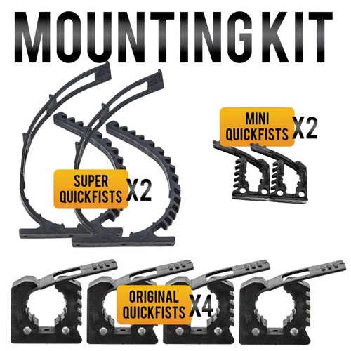 Quick Fist Rubber Clamp Mounting Kit - 8 Clamps (2 Mini, 4 Original, 2 Super)