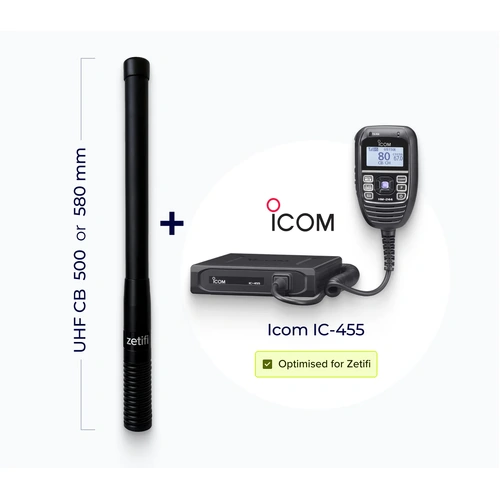 Zetifi UHF CB Smart Antenna 3dBi 580mm [Core] + Icom IC-455 CB Radio Pack