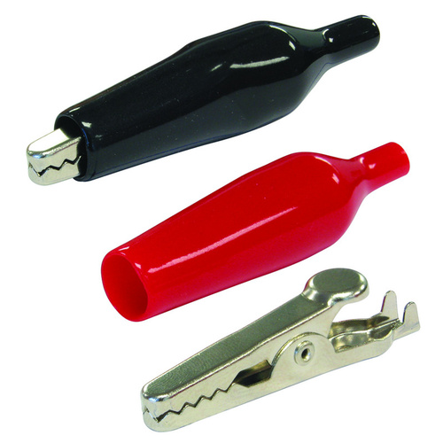 Jaylec Pkt 2 Alligator Clips 5Amp with Red (Pos) & Black (Neg) Insltr