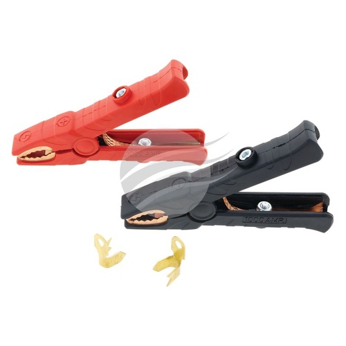 Jaylec Pkt 2 1000A Battery Clamps Red & Black Solid BRass Insulated