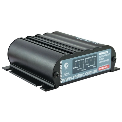 Redarc Battery Charger 3 Stage 20A 9V-32V In, 12V Out (Nom.) Ignition Input