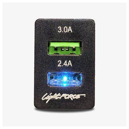 Lightforce Dual Usb Charger Outlet 12V 3 & 2.4A Cbfascia & Cbfascia2