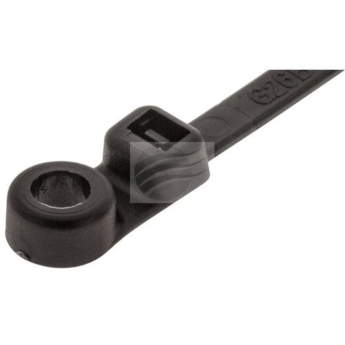 Jaylec PKT100 Cable Tie 150mm X 3.6mm Black Screw Mount UV Resistant Nylon Flame Retardant