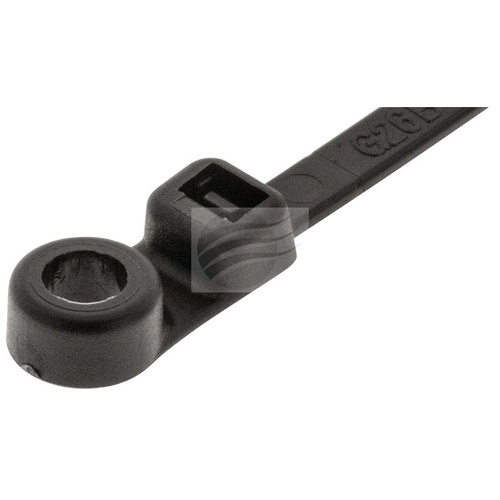 Jaylec PKT100 Cable Tie 200mm X 4.8mm Black Screw Mount UV Resistant Nylon Flame Retardant