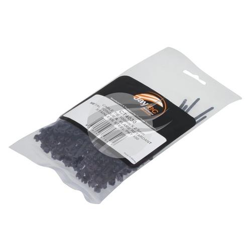 Jaylec PKT100 Cable Tie 100mm X 2.5mm Stainless Steel Tongue Black Flame Retardant