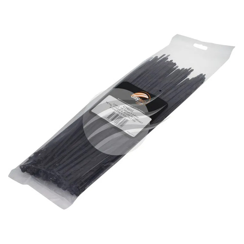 Jaylec PKT100 Cable Tie 300mm X 4.5mm Stainless Steel Tongue Black Flame Retardant