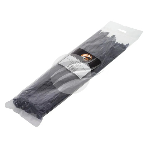 Jaylec PKT50 Cable Tie 350mm X 7.5mm Stainless Steel Tongue Black Flame Retardant