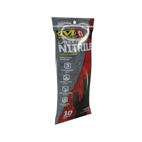 Mechanix HD Black Nitrile Gloves - 10 Pack, Large