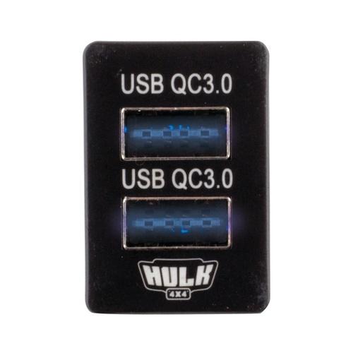 HULK 4X4 Toyota Late Dual QC3 USB Socket Blue Illum 12v