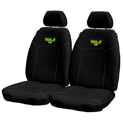 HULK 4X4 Universal Heavy Duty Canvas Seat Covers - Front - Black