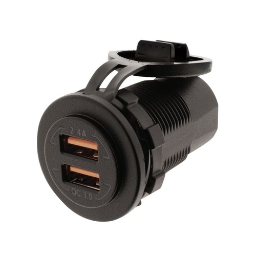 HULK 4X4 DUAL USB SOCKET PORT A- 5v 2.4a PORT B- QC3.0 3.6-12v 18w