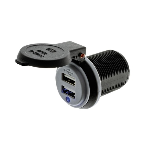 HULK 4X4 Dual USB Socket - Straight Terminals