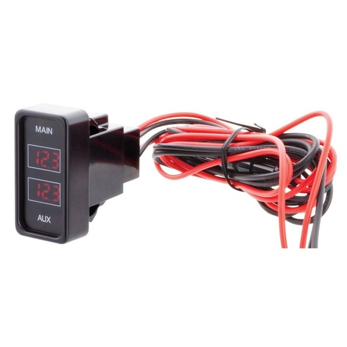 HULK 4X4 RECTANGLE ROCKER SIZE DUAL VOLTMETER RED