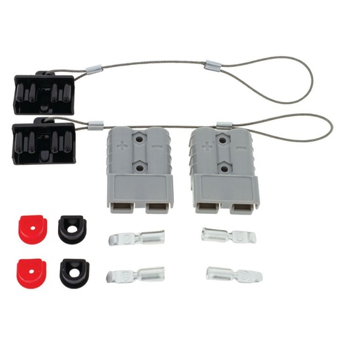 HULK 4X4 PKT 2 GREY 50amp CONNECTOR KIT with2x PLASTIC COVERS, 4x CABLE