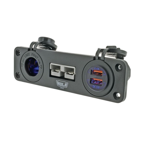 HULK 4X4 Triple Flush Mount Housing with 50A Plug Accessory Socket & Dual USB