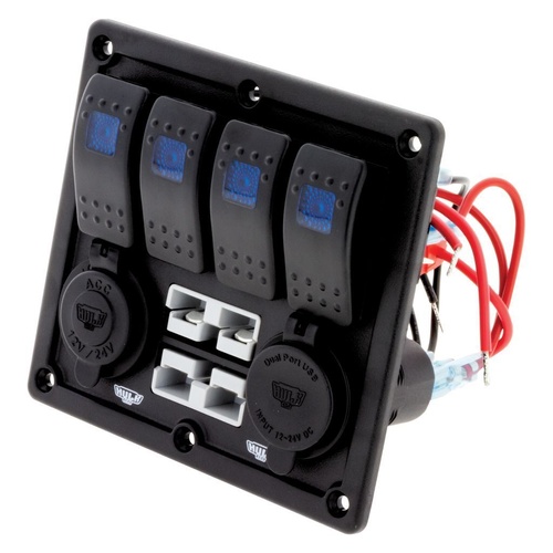 HULK 4X4 4-Way Switch Panel with 50A Plugs Accessory Power Socket & Dual USB