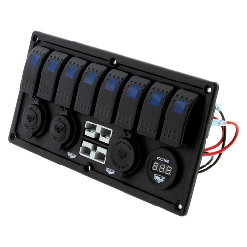HULK 4X4 8 Way Switch Panel With 50A Plugs ACC Power Socket & Usb