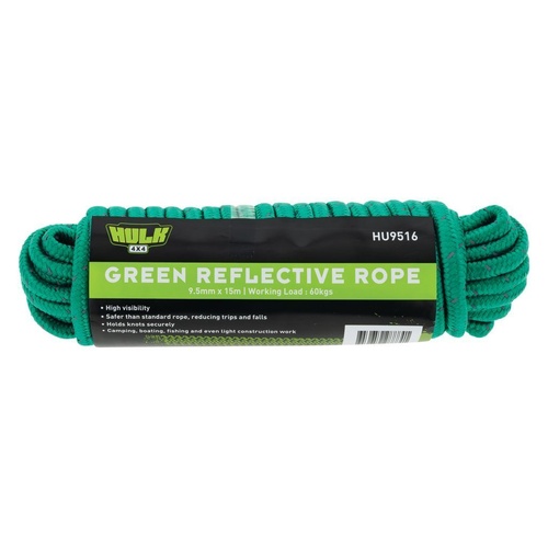 HULK 4X4 REFLECTIVE ROPE (GREEN) 9.5MM X 15M