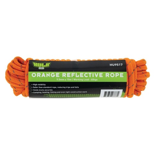 HULK 4X4 REFLECTIVE ROPE (ORANGE) 9.5MM X 15M