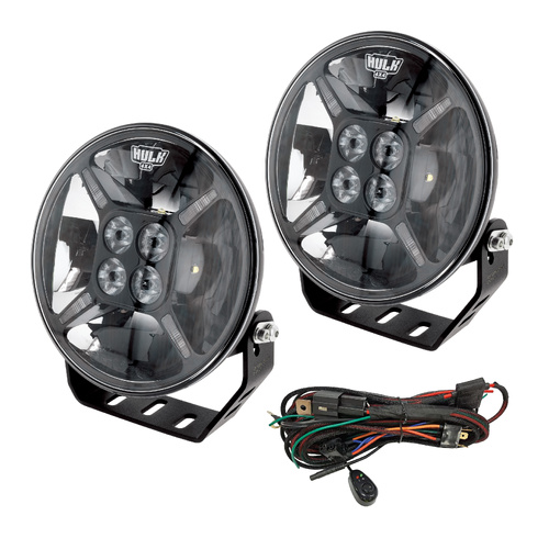 HULK 4X4 9" Black Round LED Driving Lamp Kit