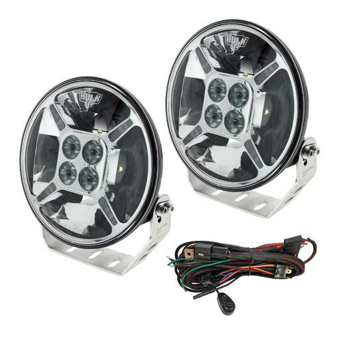 HULK 4X4 7" Chrome Round LED Driving Lamp Kit