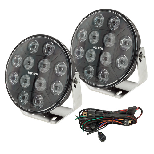 Ignite 7 Inch Round LED Driving Light Kit - Black - Flood/Spot Beam