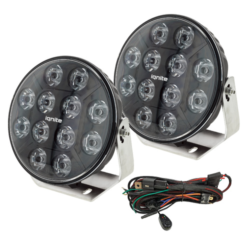 Ignite 7 Inch Round LED Driving Light Kit - Black - Spot Beam