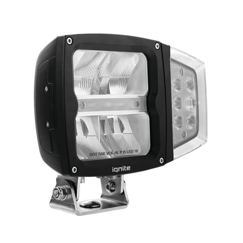 Ignite LED HEADLIGHT 10-30V HIGH /LOW BEAM 60W withINDICATR BLCK FACE 1800 LOW 3600Lmns HIGH