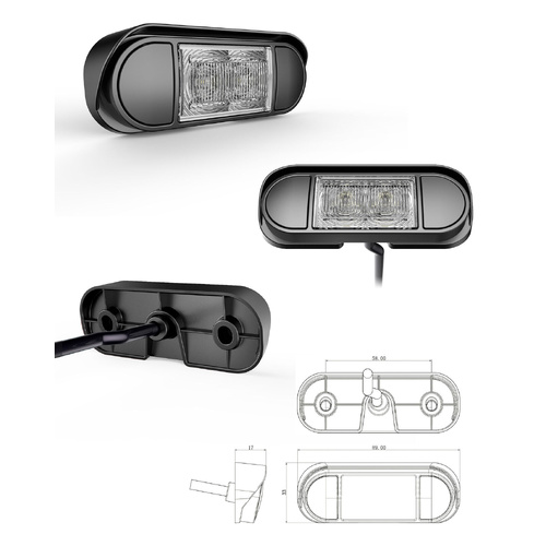 Ignite LED Licence Plate Lamp 10-30V - Angled Flush Mount