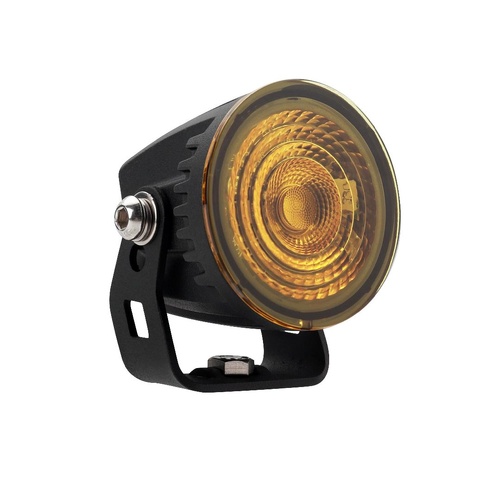 Ignite Amber LED Round Worklamp Flood Beam 9 - 36V 12W 4 LEDs Black Hsng 1,000 Lumens Ignite