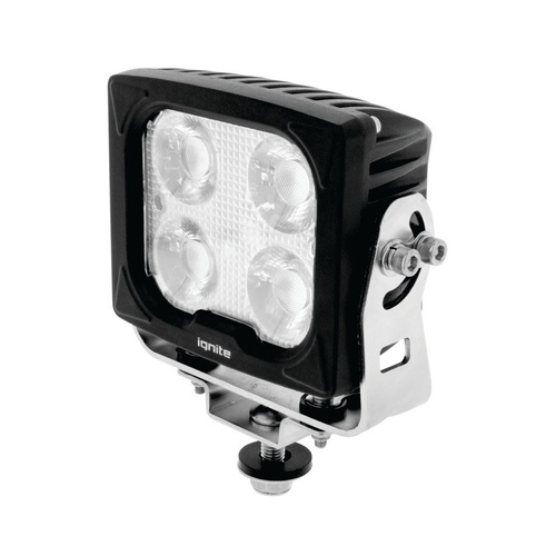 Ignite LED SQUARE WORKLAMP FLOOD BEAM 9-36V 43W 4 LEDs SLIM Black HSNG 5,400 Lumens IP69K