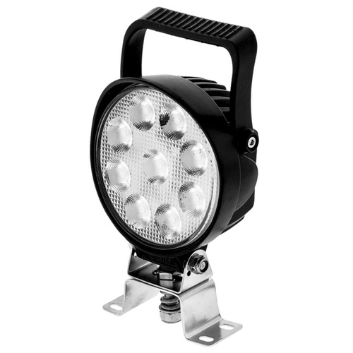 Ignite 5.2" Round LED Worklamp With Handle & Switch, 9-36V, 27W, 9 x LEDs, 2,250 Lumens Spot Beam