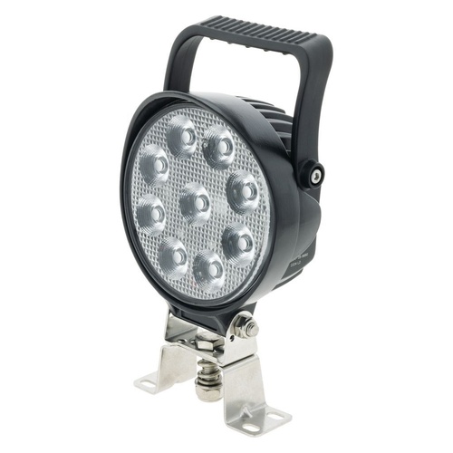 Ignite LED Round Spot Beam Worklamp with Handle & Switch Black Housing