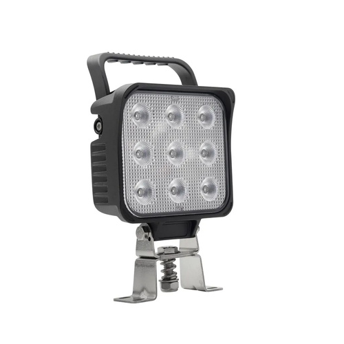 Ignite LED Square Worklamp Flood Beam withHandle & Swtch 9 - 36V 54W 9 LEDs Black Hsng 5,100Lmns Ignite