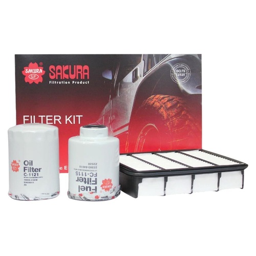 Sakura Filter Kit Oil Air Fuel Ford Courier PE PG PH - Panel Air Filter