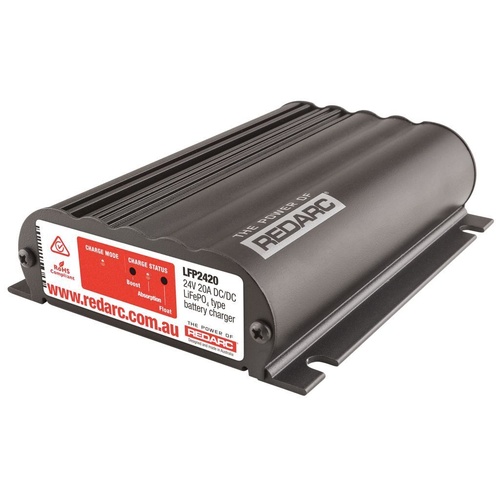 Redarc LFP battery charger - 3 stage 20A 9V-32V in, 24V out (nominal)/solar regulator
