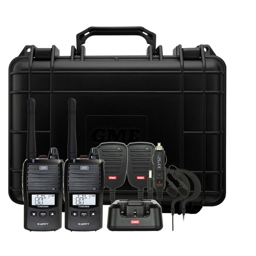 GME Twin Pack 5/1 Watt Handheld CB Radio Including Acc - Black