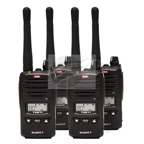 GME 2 Watt 80 Channel Compact Hand Held UHF CB Radio Quad Pack